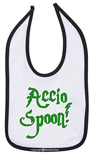 Accio Spoon Bib Funny Baby Shower Gift by BeeGeeTees 02284-BIB