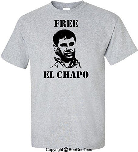 Free El Chapo Guzman Sketch Silhouette Funny T-Shirt by BeeGeeTees®