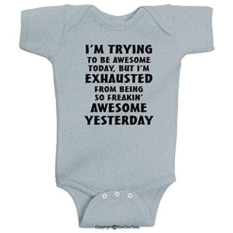 The Awesome Baby Series Funny One Piece Romper Bodysuit by BeeGeeTees® (Unisex-Baby)