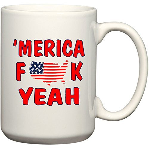 USA - 'Merica F*ck Yeah - 15 oz Patriotic Mug by BeeGeeTees 00819