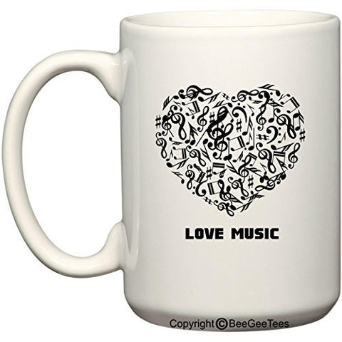 Love Music Coffee Mug Gift by BeeGeeTees®