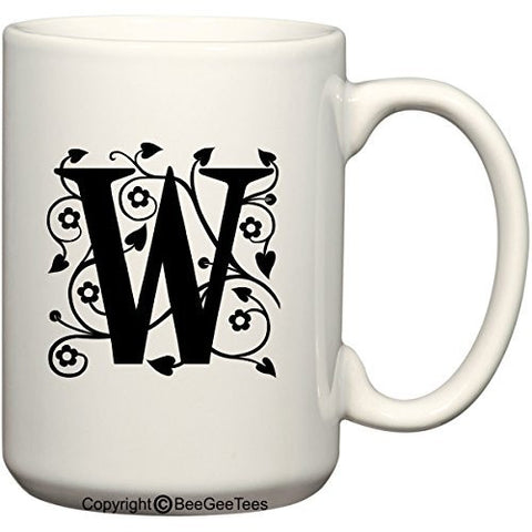 Monogrammed Alphabet Mugs in 11 oz and 15 oz Cups by BeeGeeTees