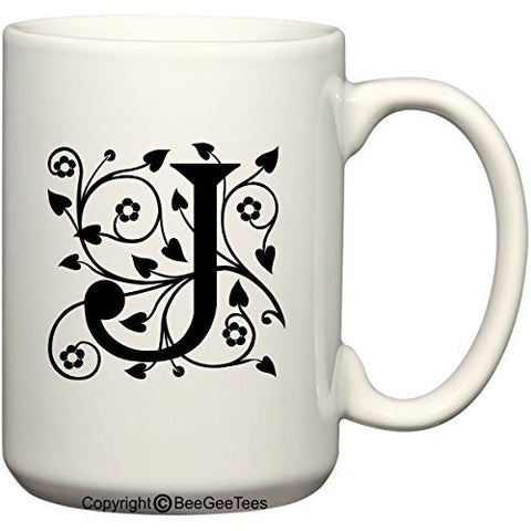 Monogrammed Alphabet Mugs in 11 oz and 15 oz Cups by BeeGeeTees