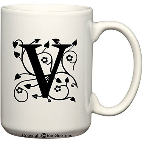 Monogrammed Alphabet Mugs in 11 oz and 15 oz Cups by BeeGeeTees