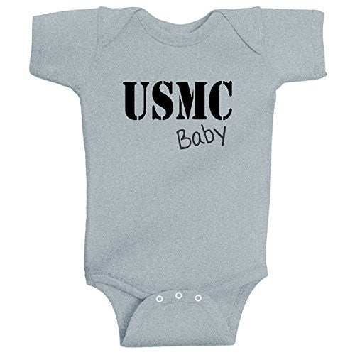 USMC Baby Infant Bodysuit One Piece United States Marine Corps by BeeGeeTees (Gray)