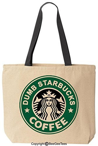 Nathan For You Dumb Starbucks Coffee Funny Tote Black Handle Bag by BeeGeeTees