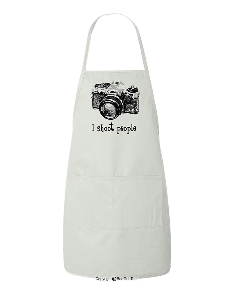 I shoot people Canon Camera Photography Funny BBQ Photographer Apron by BeeGeeTees