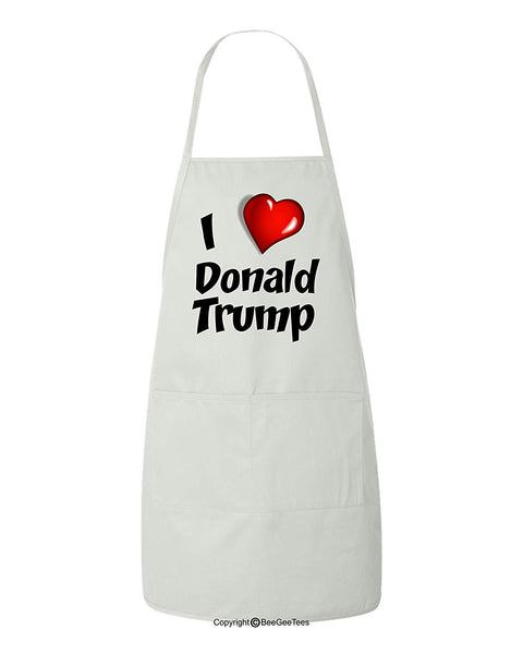 I Love Donald Trump With Heart President Trump BBQ Apron by BeeGeeTees