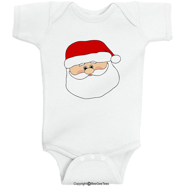 Santa Face Baby Bodysuit Christmas Winter Funny Baby Cute Romper by BeeGeeTees