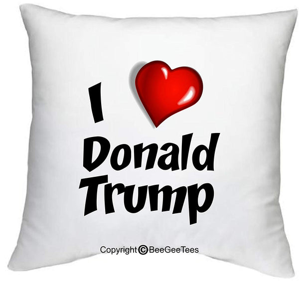 I Love Donald Trump With Heart 18" x 18" Zippered Pillow Cover by BeeGeeTees