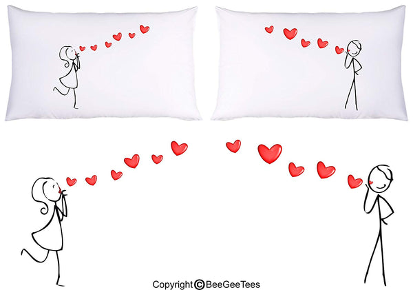 Pillowcases "Sending Kisses " Super Soft Pillowcases-romantic Valentines Gifts for Couples, Cute Valentine Day Gift Idea