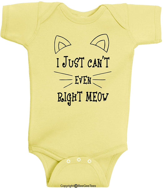 I Just Can't Even Right Meow Funny Cat Baby Bodysuit Hipster Gift by BeeGeeTees