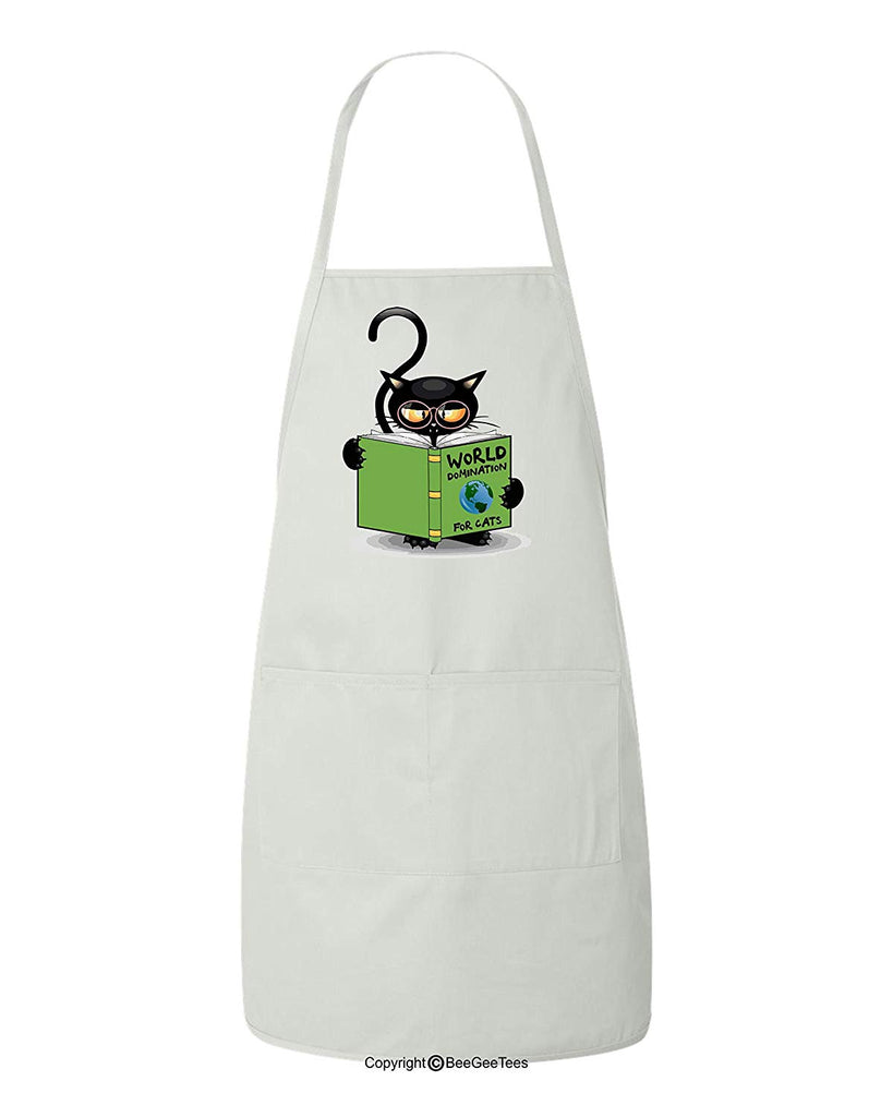 World Domination For Cats Funny Cat Lover BBQ Apron by BeeGeeTees for Grandma's Kitty Rescue