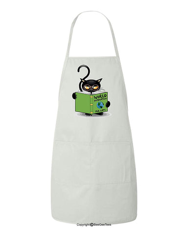 World Domination For Cats Funny Cat Lover BBQ Apron by BeeGeeTees for Grandma's Kitty Rescue