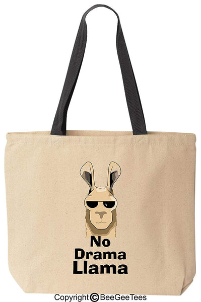 No Drama Llama Funny Canvas Tote Reusable Bag by BeeGeeTees