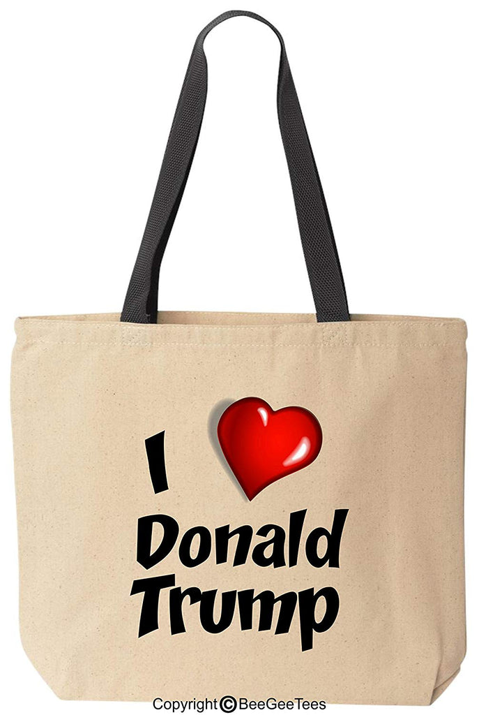 I Love Donald Trump With Heart President Trump Canvas Tote Bag by BeeGeeTees