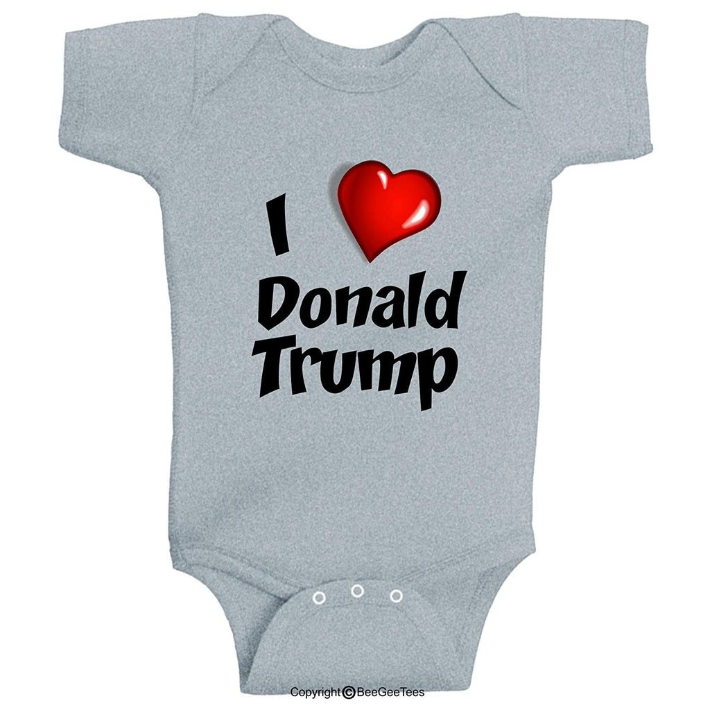 I Love Donald Trump President Trump Baby Bodysuit by BeeGeeTees