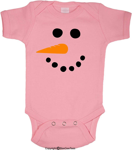 Snowman Face Baby Bodysuit Christmas Winter Baby Cute Adorable Romper by BeeGeeTees