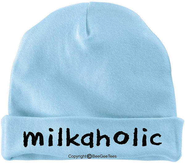 BeeGeeTees Milkaholic Funny Baby Cap Warm Cotton Infant Hat by