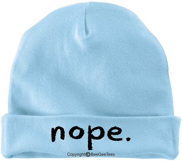 BeeGeeTees Nope Funny Baby Cap Soft Warm Cotton Infant Hat Hipster Beanie