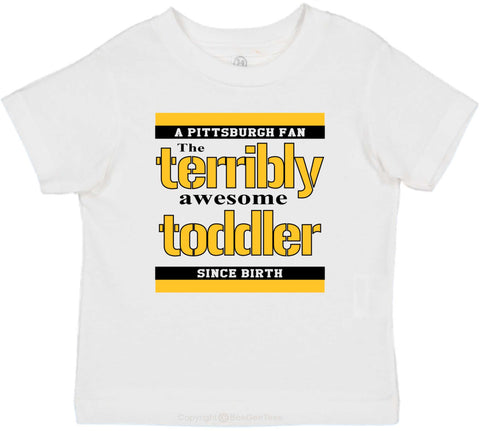 Pittsburgh PA Terribly Awesome Toddler Funny One Piece by BeeGeeTees (Boys & Girls)